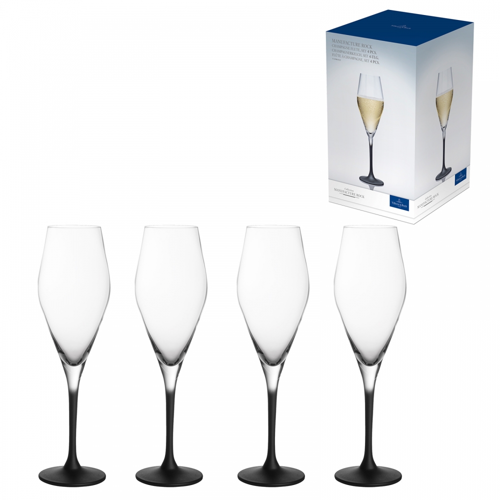 Villeroy & Boch 4er Set 260ml Champagnerkelch Manufacture Rock Kristallglas Champagnerglas Sektglas