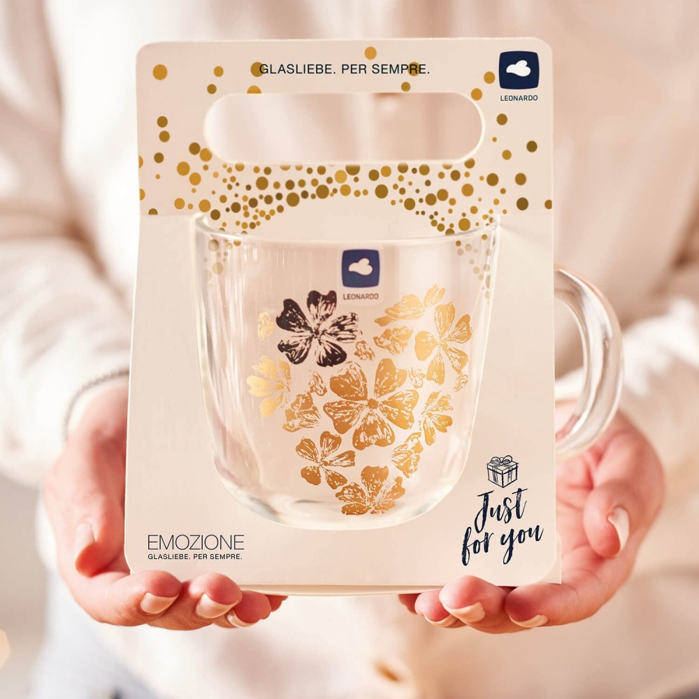 Leonardo 400ml Tasse Glas Emozione Blumenherz