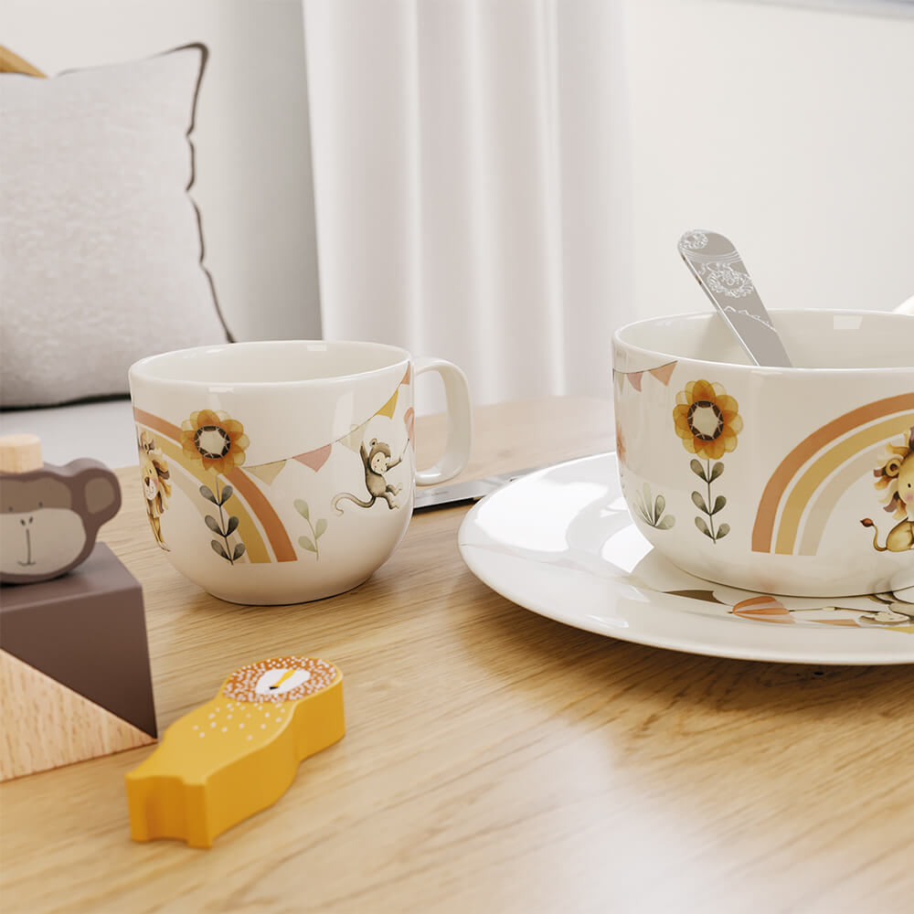 Villeroy & Boch Kinderbecher Boho Kids Roar like a Lion 170ml. Stimmungsbild.