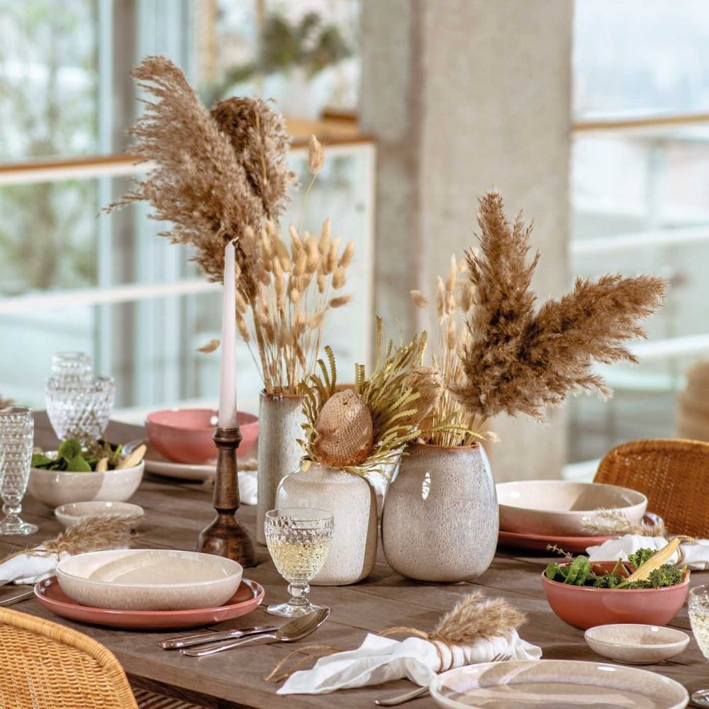 Villeroy und Boch 20x8cm Vase Lave Home Steingut Zylinder Beige. Detailbild.