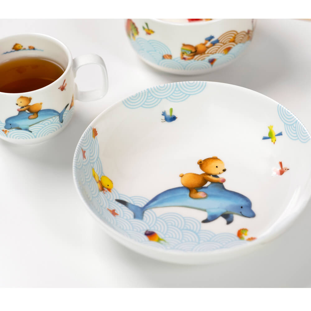 Villeroy und Boch 19cm tiefer Kinderteller Happy / Hungry as a Bear Porzellan. Detailbild.