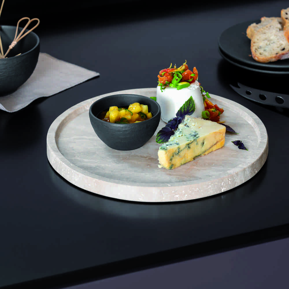 Villeroy & Boch Servierteller Rund Manufacture Travertine. Stimmungsbild.