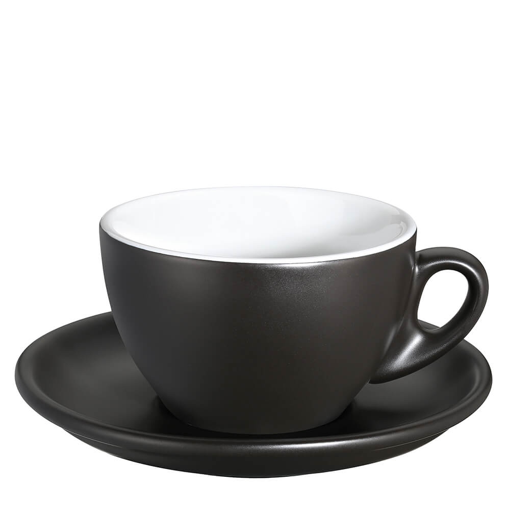 Cilio Cappuccinotasse Roma mit Untertasse in mattem schwarz