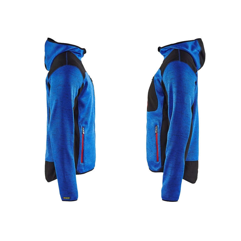 Blakläder 4930 2117 Herren Strickjacke mit Softshell-Verstärkungen Kapuze Kornblau Schwarz