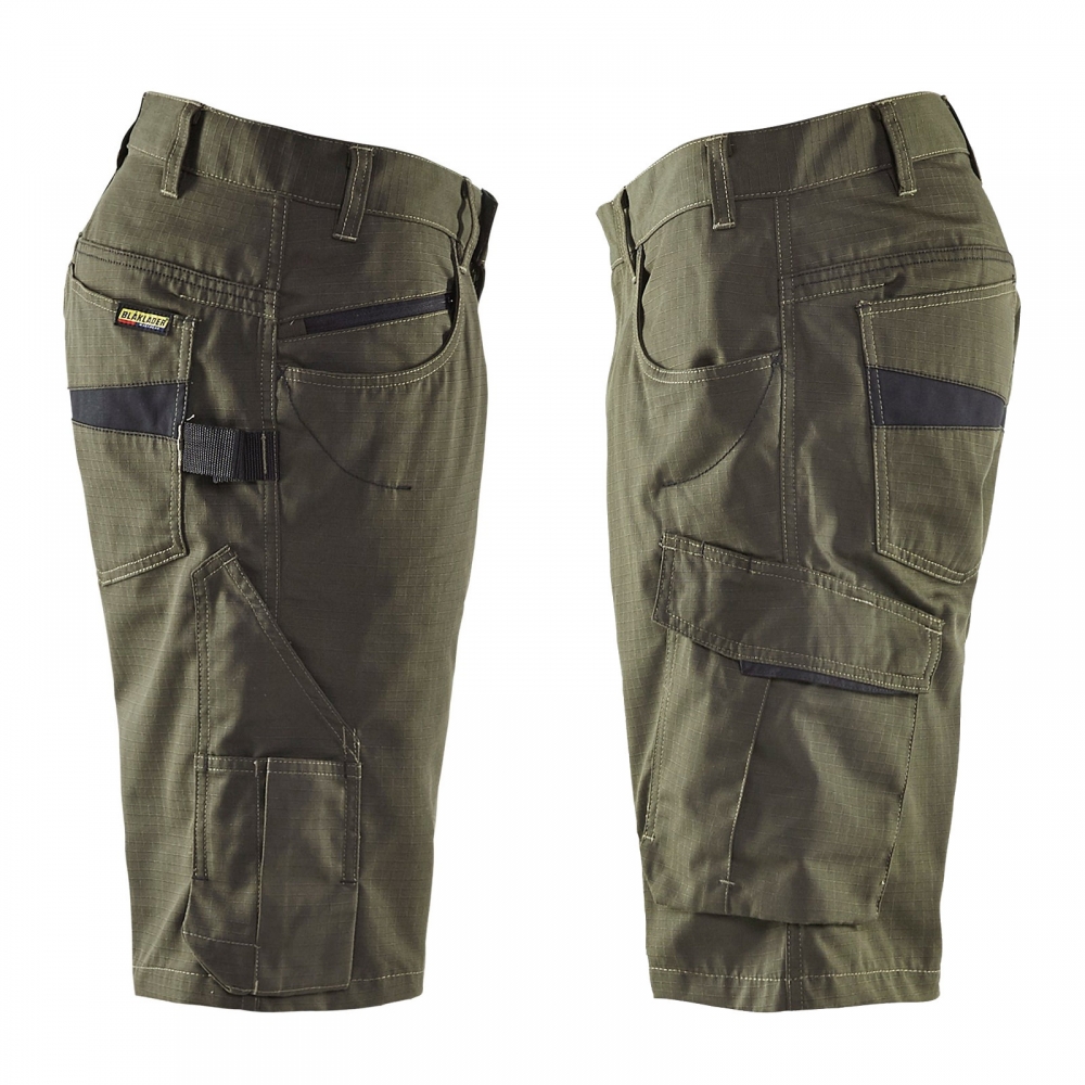 Blakläder 1499 1330 Service Shorts Ripstop Gewebe Handwerkershort Grün Schwarz