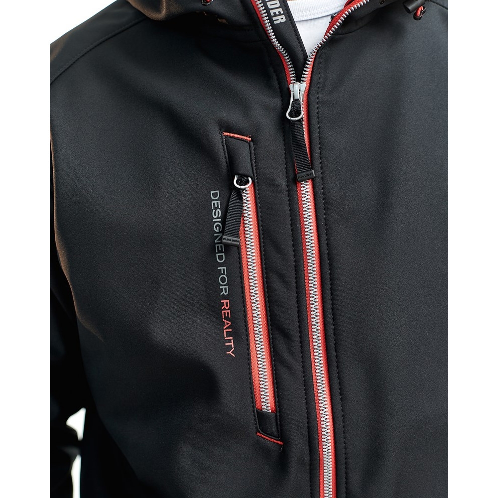 Blakläder 494925179956 Softshell Jacke mit Kapuze schwarz rot 