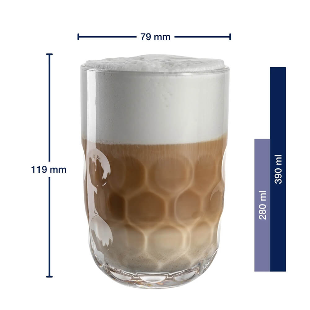 Leonardo Latte Macchiato Set GOCCE 6-teilig mit Untersetzer. Detailbild.