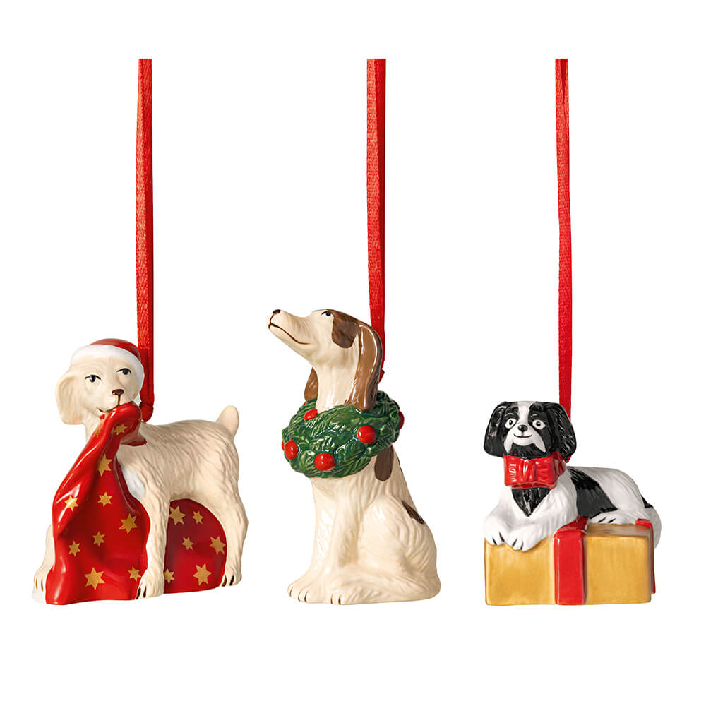 Villeroy & Boch Anhänger Hunde 3-teilig Nostalgic Ornaments. Hauptbild.