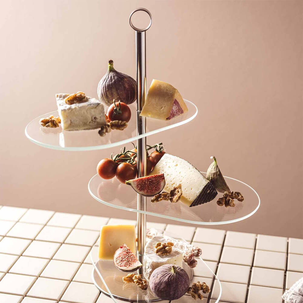 Leonardo Etagere Cena 3-teilig silber asymetrisch. Stimmungsbild.