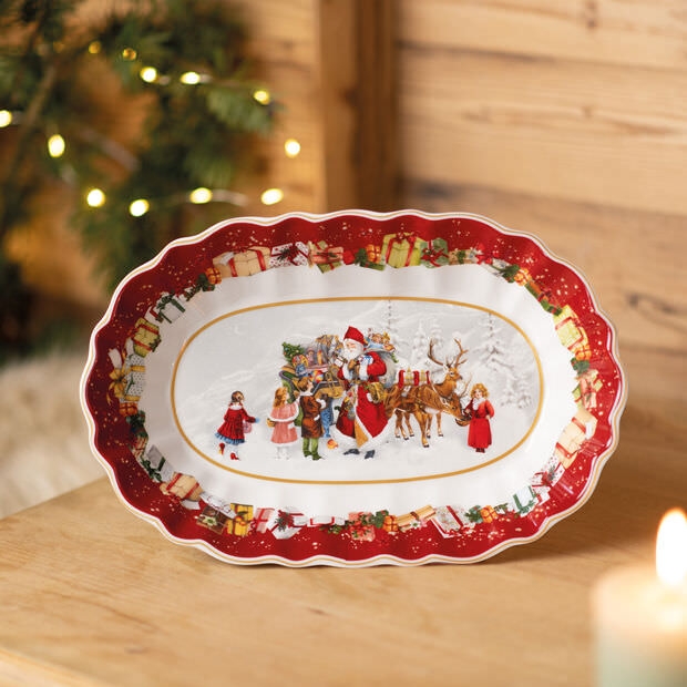 Villeroy und Boch 29x19x5,5cm Schale oval groß Toy's Fantasy Santa und Kinder Detail