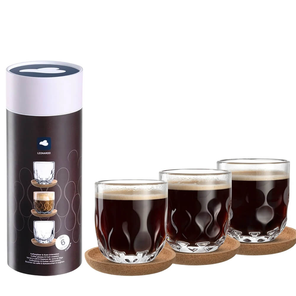 Leonardo Kaffeeset GOCCE 6-teilig mit Untersetzer. Hauptbild.