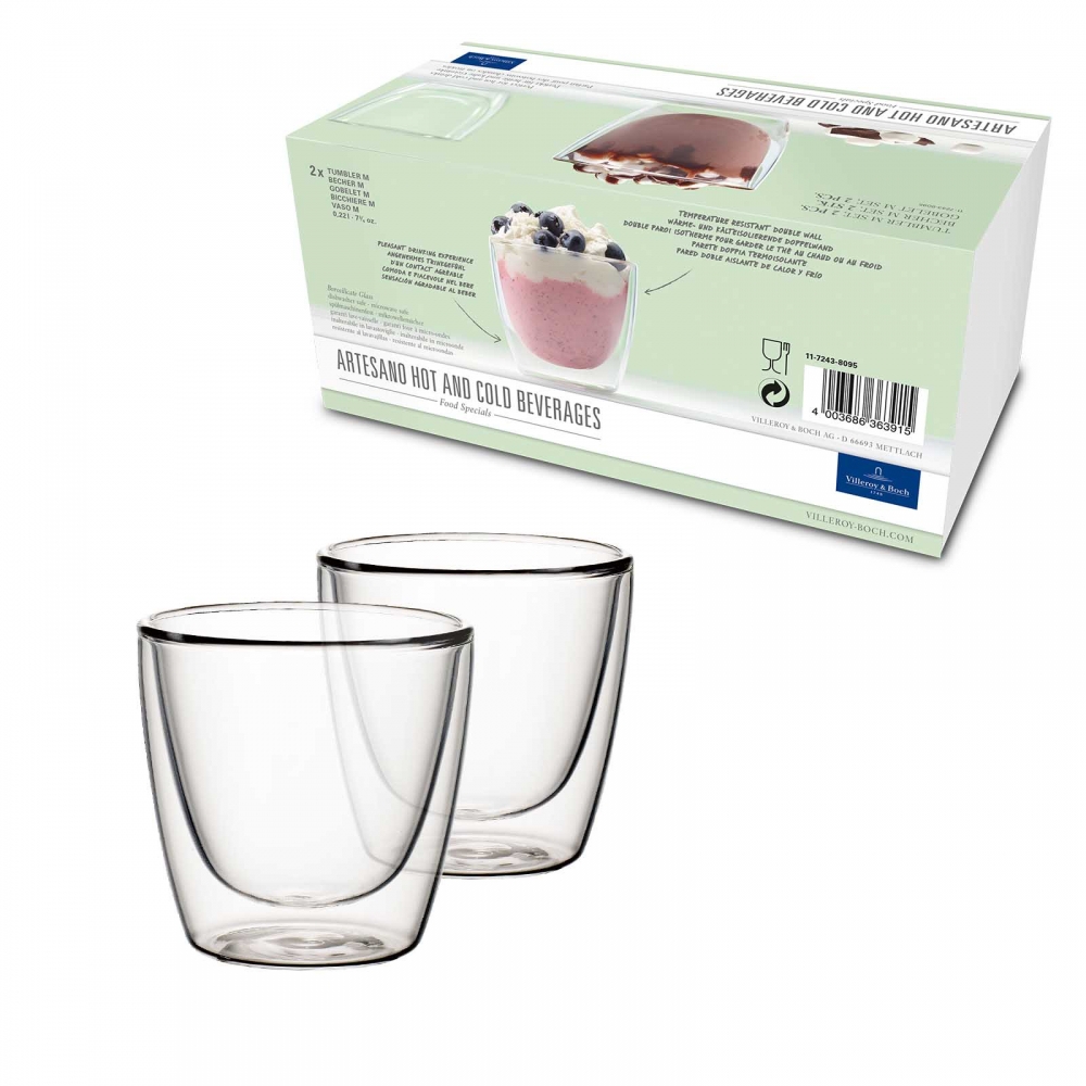 Villeroy und Boch 2er-Set Artesano Glas 80mm hoch handmade. Hauptbild.