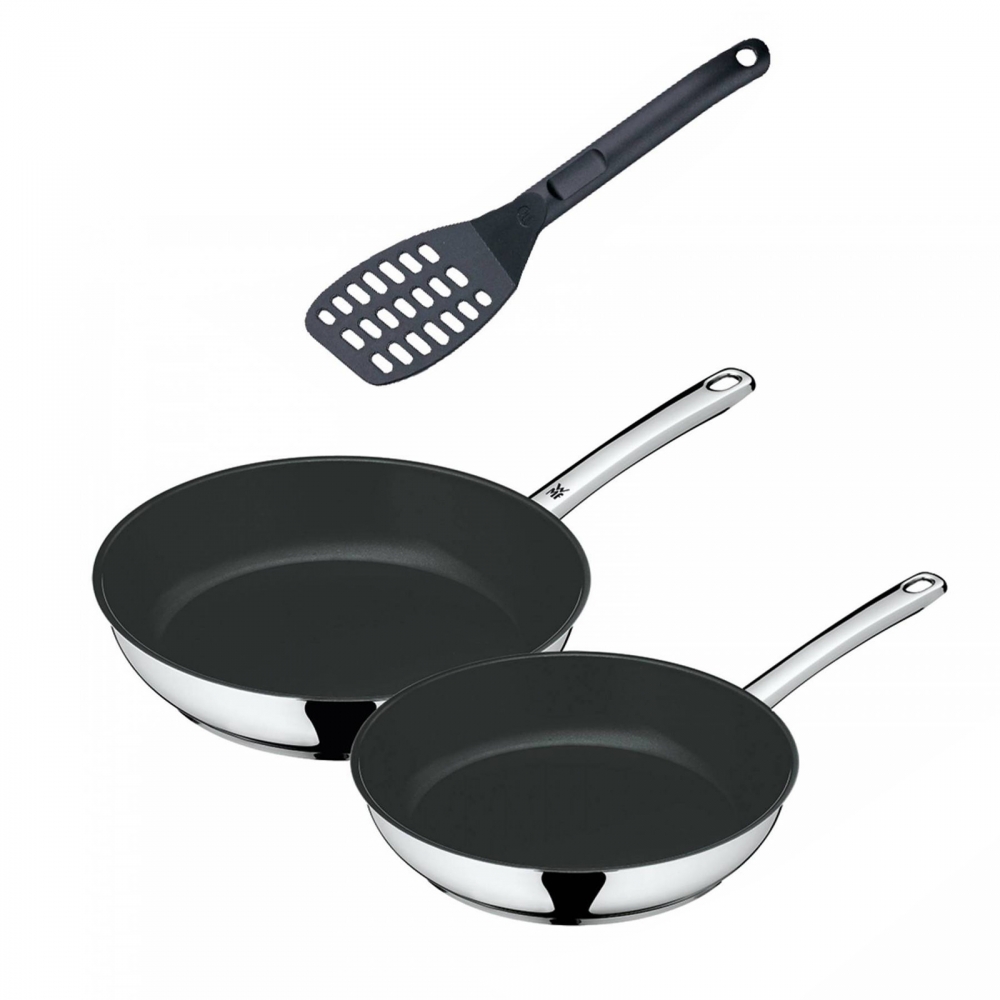 WMF 3-teiliges Devil Bratpfannen Set Induktion 24 und 28cm Pfanne Wender