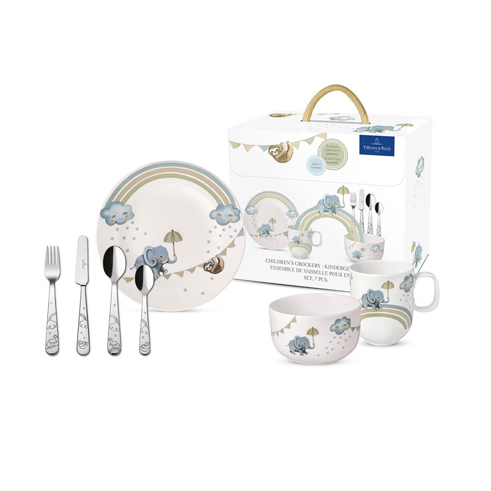 Villeroy & Boch Kindergeschirr Boho Kids Walk like an Elephant 7-teilig. Hauptbild.