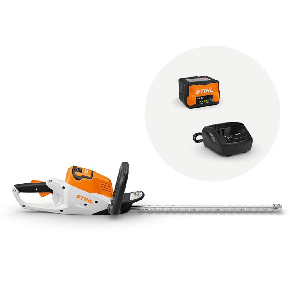 Komplettes STIHL Akku-Heckenschere HSA 50 AK System Set mit Akku & Ladegerät.