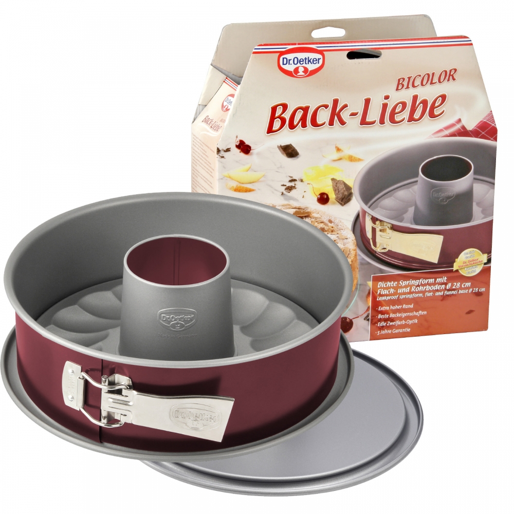 Dr. Oetker 1697 Dichte Springform Back-Liebe Bicolor mit Flachboden und Rohrboden