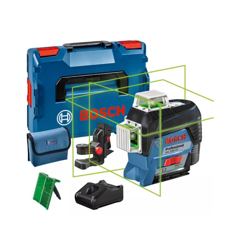 Bosch Linienlaser GLL 3-80 CG 2.0 Ah Li-Ion Akku Halterung L-BOXX. Hauptbild.