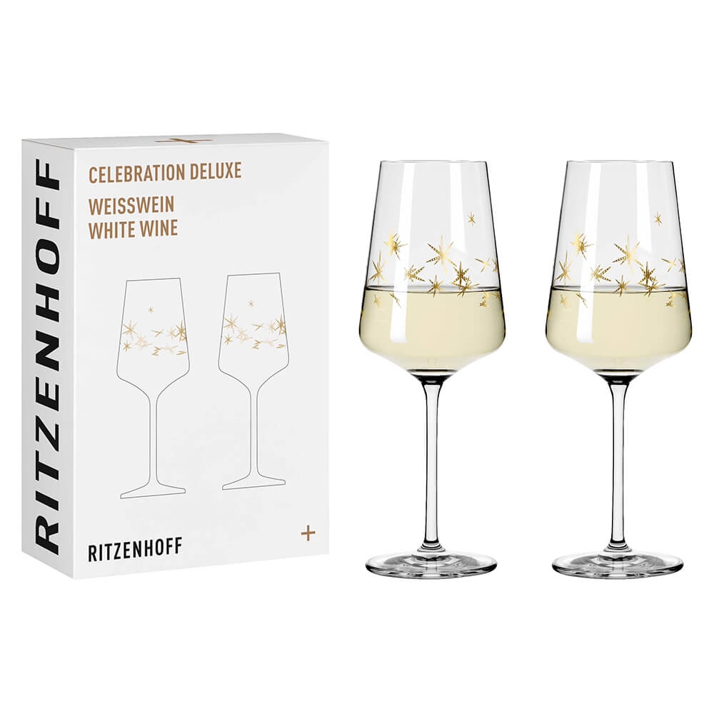 Ritzenhoff Weissweinglas 2er Set Celebration Sterne Gold.