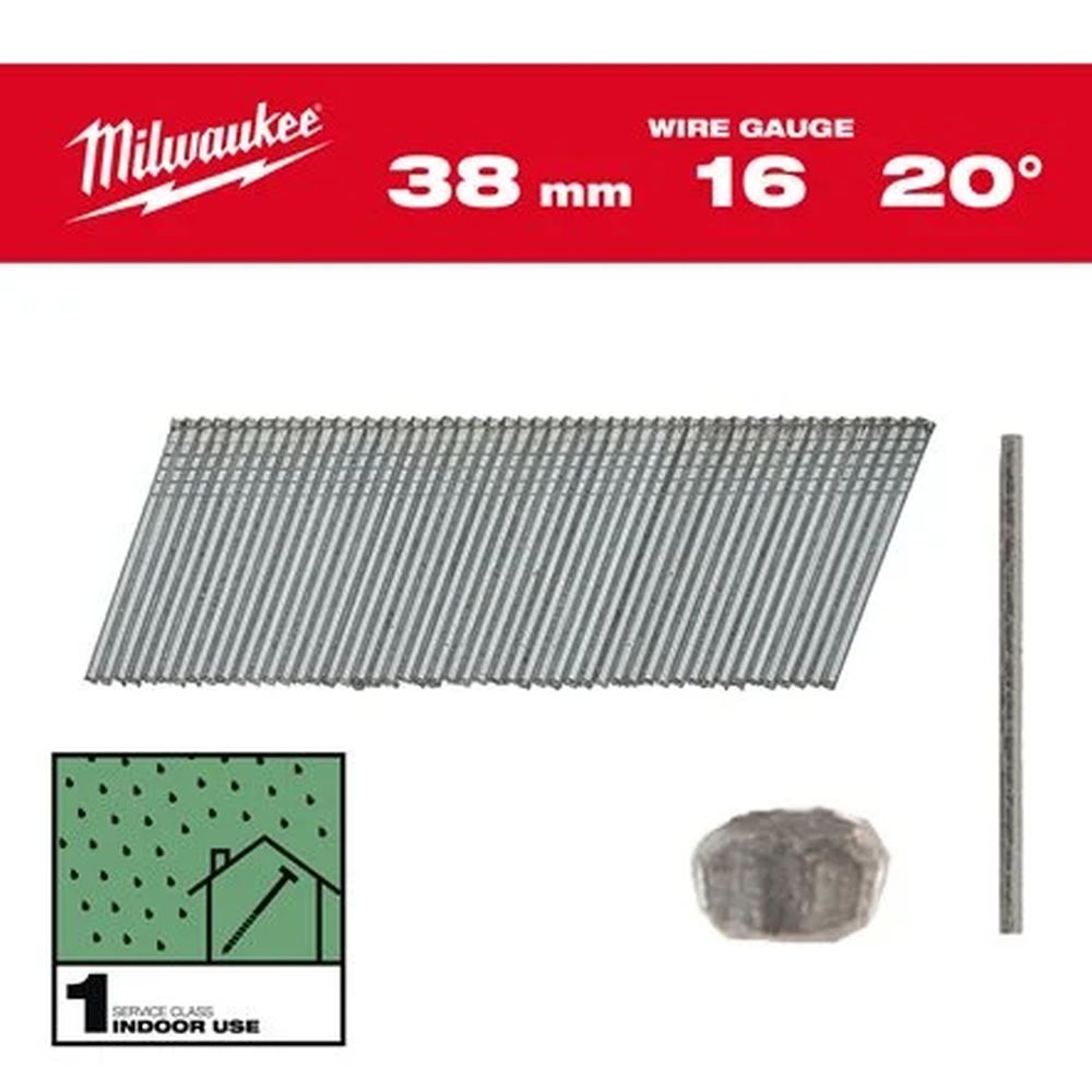 Milwaukee 2000Stk. Stauchkopf-Nägel 1,35 x 1,61 x 38mm