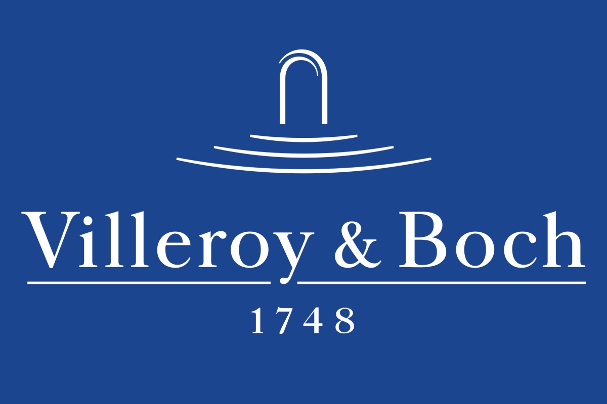 Blaues Villeroy & Boch Logo, weiße Schrift auf blauem Hintergrund