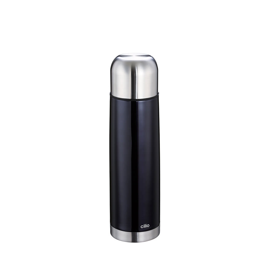 Cilio 750ml Isolierflasche mit Trinkbecher in Metallic Schwarz