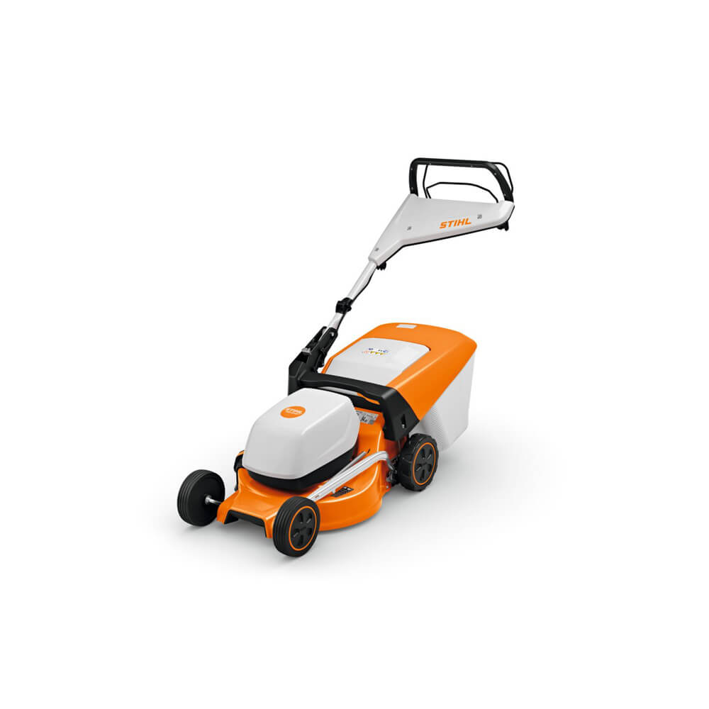 Detailansicht des STIHL Akku-Rasenmäher RMA 248 T AK System Set von schräg links.