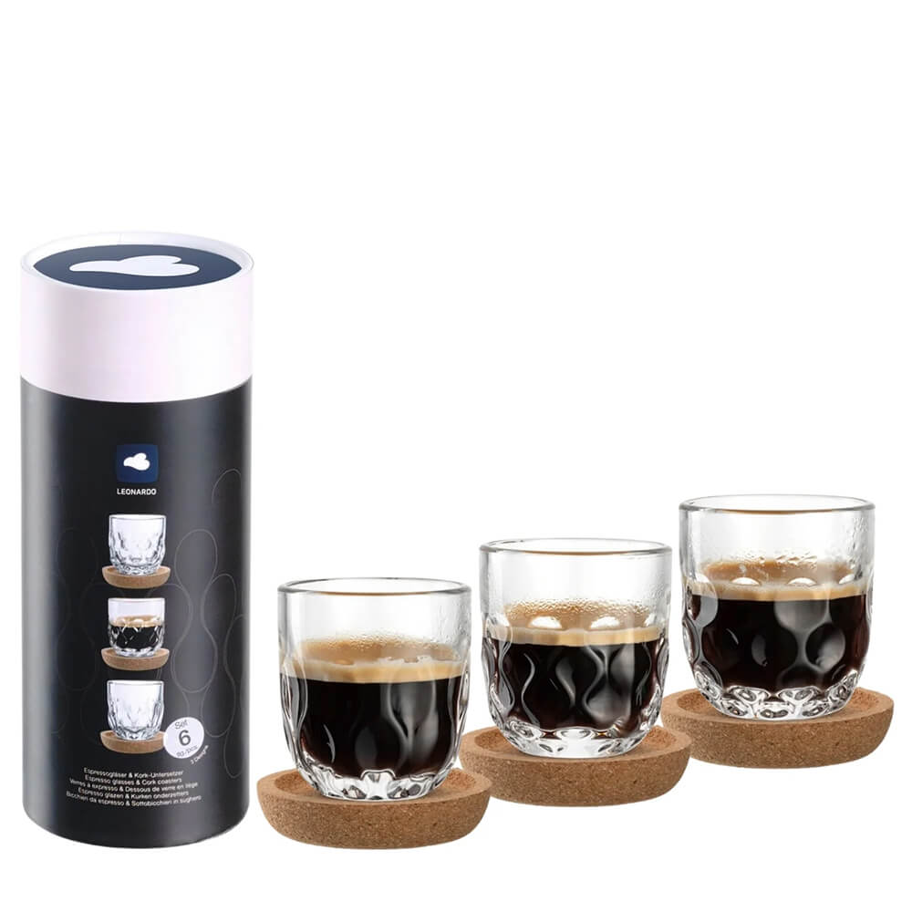 Leonardo Espressoset GOCCE 6-teilig mit Untersetzer. Hauptbilld.