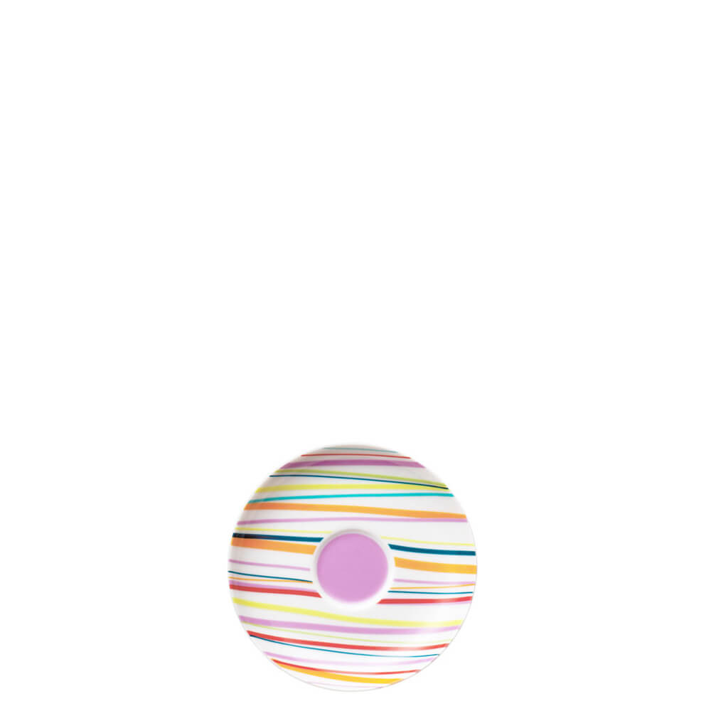 Thomas Sunny Day Espresso/Mokka-Untertasse mit Sunny Stripes – Hauptbild Draufsicht auf die Thomas Sunny Day Espresso/Mokka-Untertasse mit fröhlichen Sunny Stripes, präsentiert als Hauptbild.