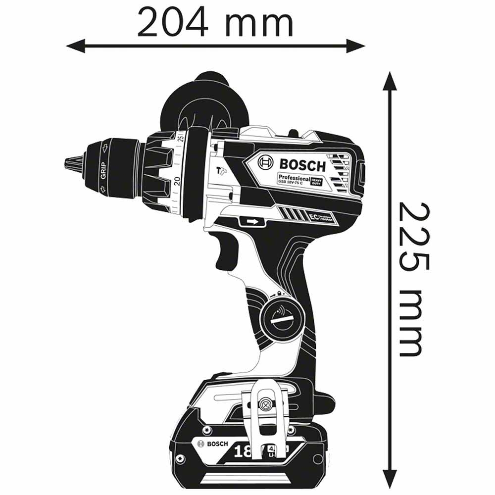 Bosch Professional Akku-Schlagbohrschauber GSB 18V-110 C Zeichnung