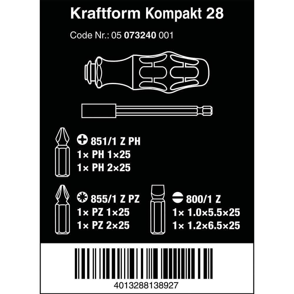 Wera Kraftform Kompakt 28 SB Bithalter-Set. Detailbild.