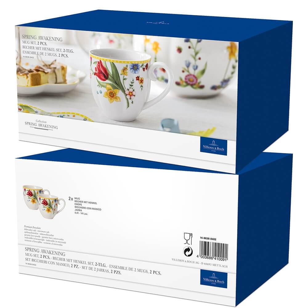 Villeroy & Boch 2er Set 400ml Kaffeebecher Spring Awakening. Verpackung.