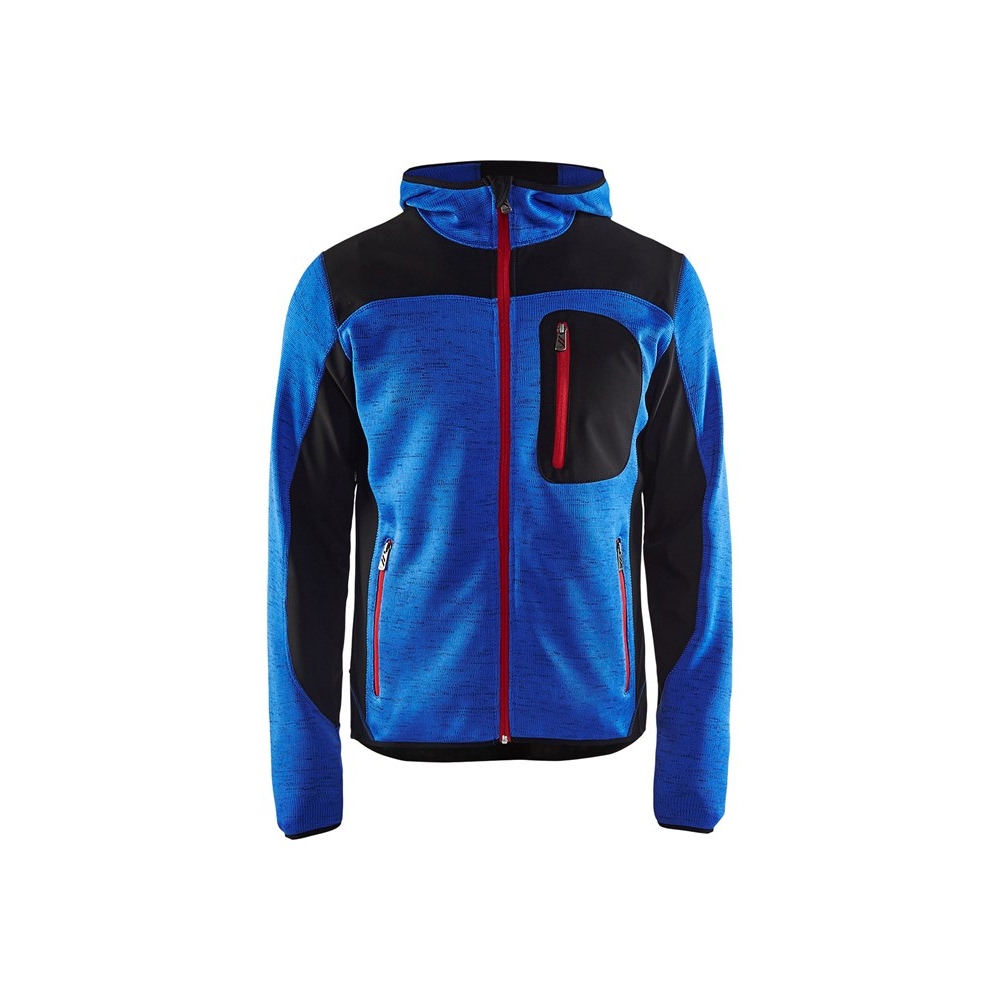 Blakläder 4930 2117 Herren Strickjacke mit Softshell-Verstärkungen Kapuze Kornblau Schwarz