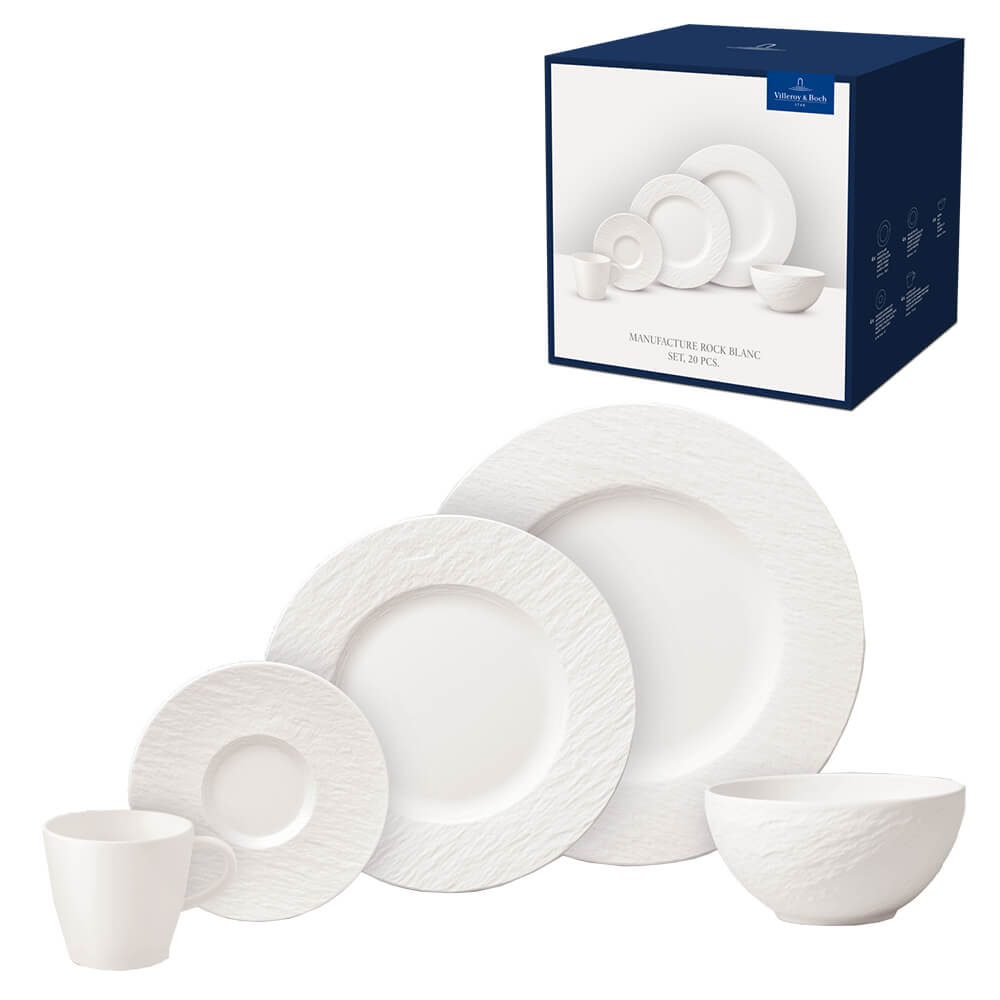 Villeroy & Boch Geschirrset Manufacture Rock blanc 20-teilig. Hauptbild.