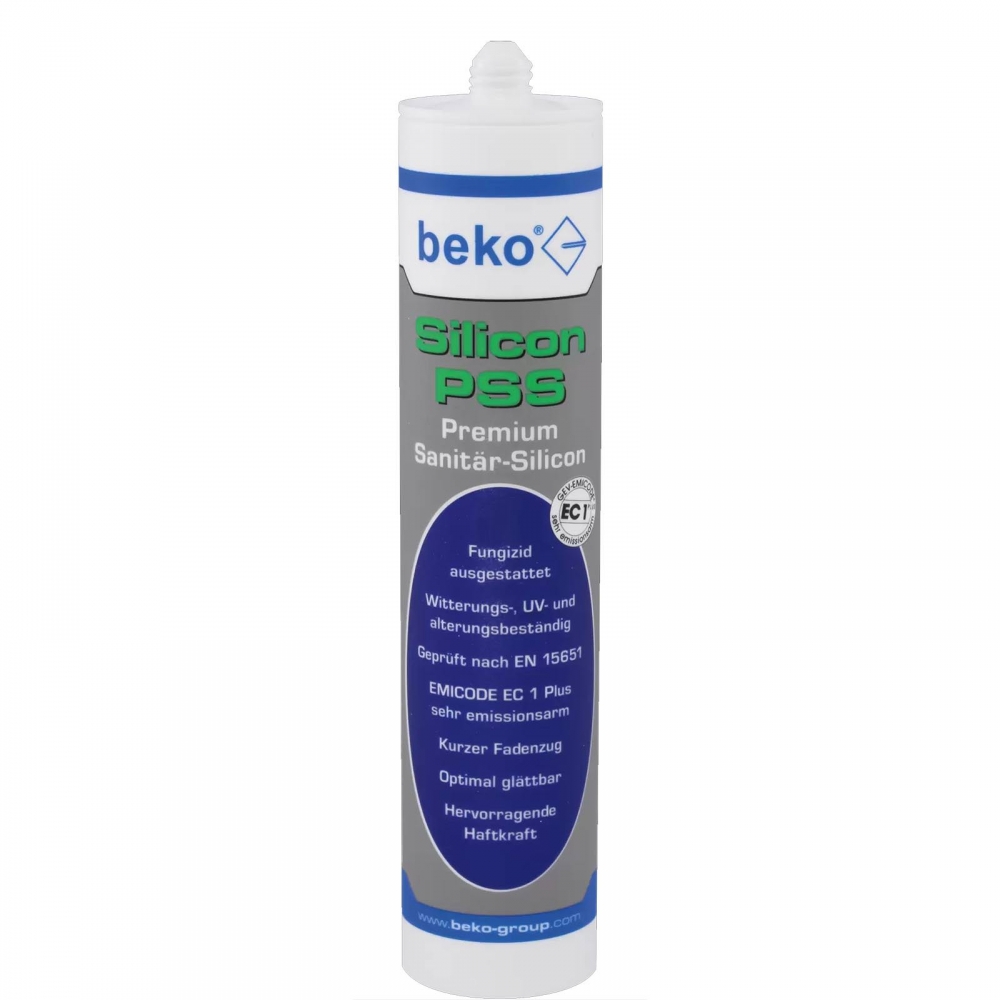 Beko 310ml Silicon PSS Premium-Sanitär-Silicon in Weiß. Detailbild.