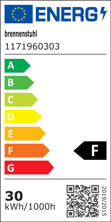 Brennenstuhl 30W Baustrahler EL2050 Engergielabel.