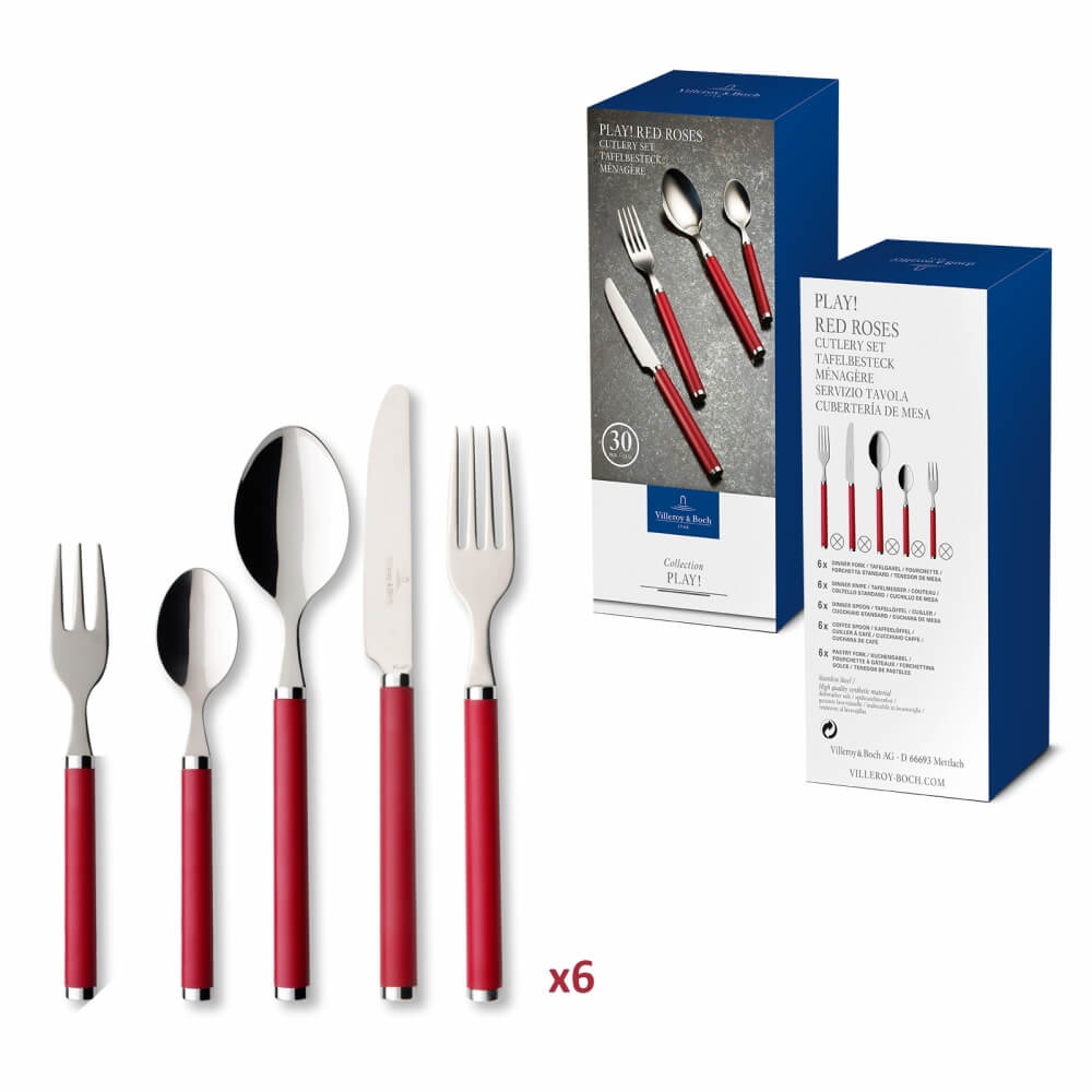 Villeroy & Boch Play! Besteckset 30-tlg Edelstahl Red Roses