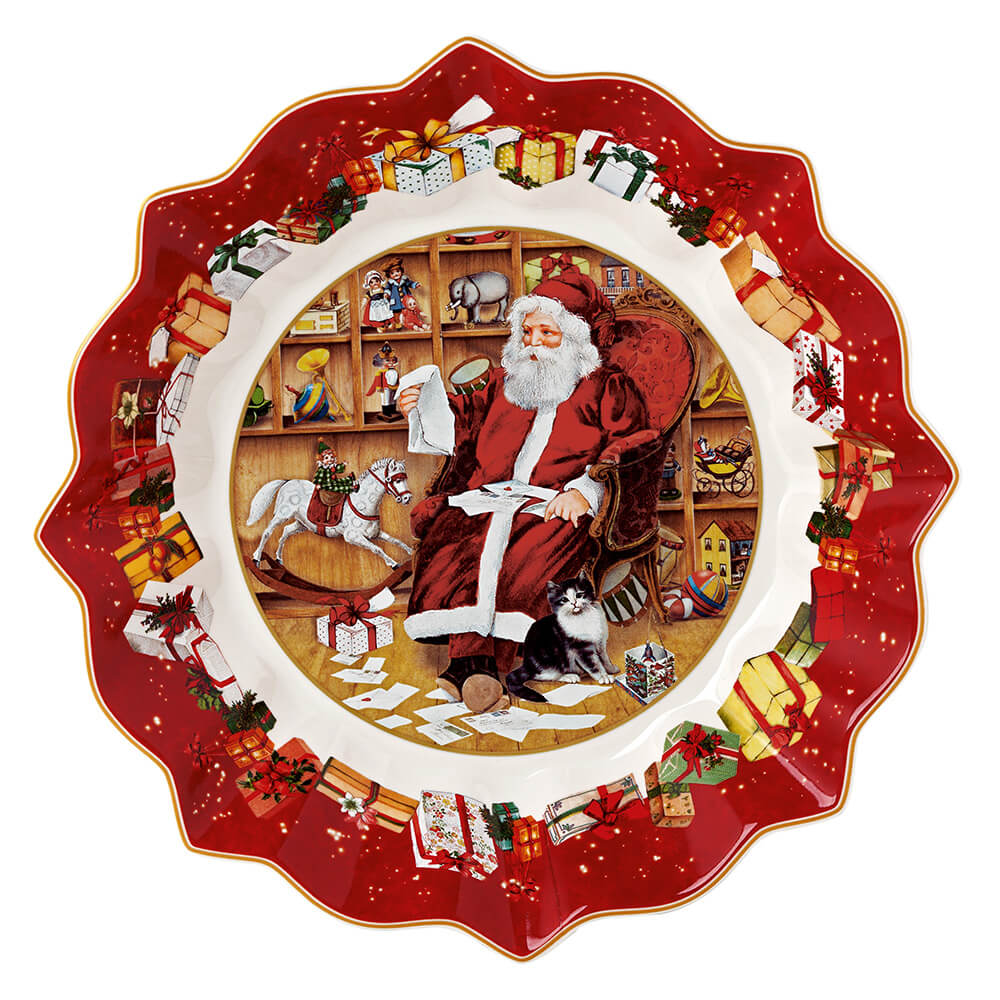 Villeroy und Boch Schale groß Toy's Fantasy Santa liest Wunschzettel. Detailbild.