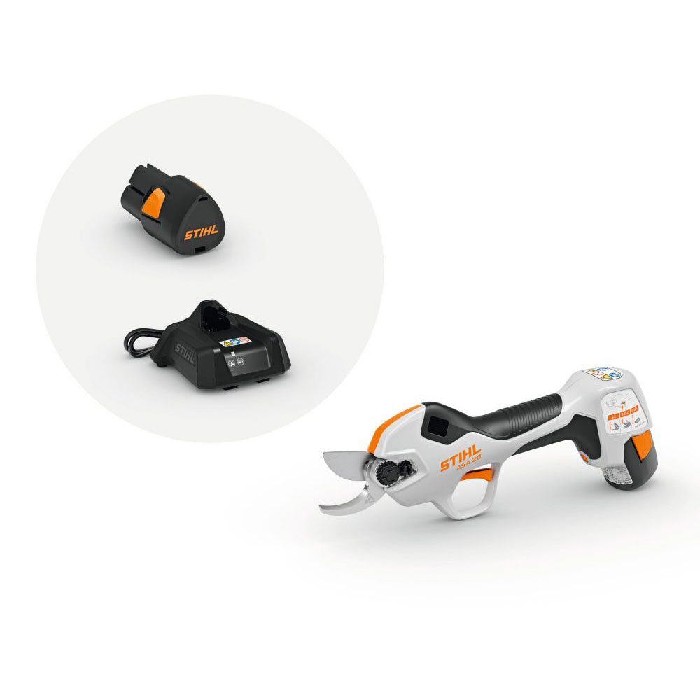 Stihl Akku-Astschere ASA 20 mit AS System für präzises Schneiden von Ästen und Zweigen.