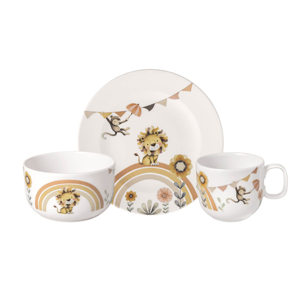 Villeroy & Boch Kindergeschirr Boho Kids Roar like a Lion 3-teilig. Detailbild.