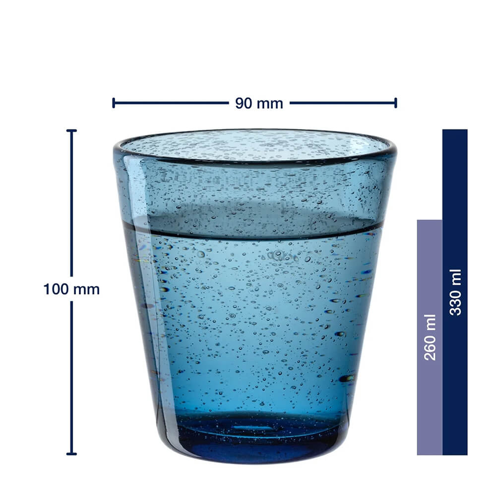 Leonardo Trinkglas BURANO 330ml kalte Farben 4er-Set. Detailbild.