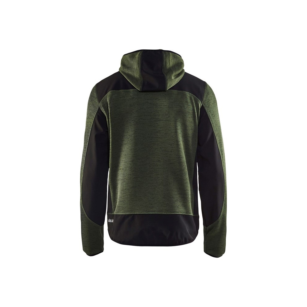 Blakläder 4930 2117 Herren Strickjacke mit Softshell-Verstärkungen Kapuze Armygrün Schwarz
