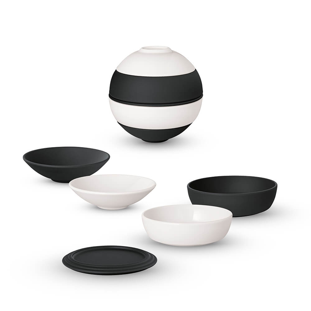 Villeroy & Boch La petite Boule Snacking-Set Schwarz Weiß. Detailbild.