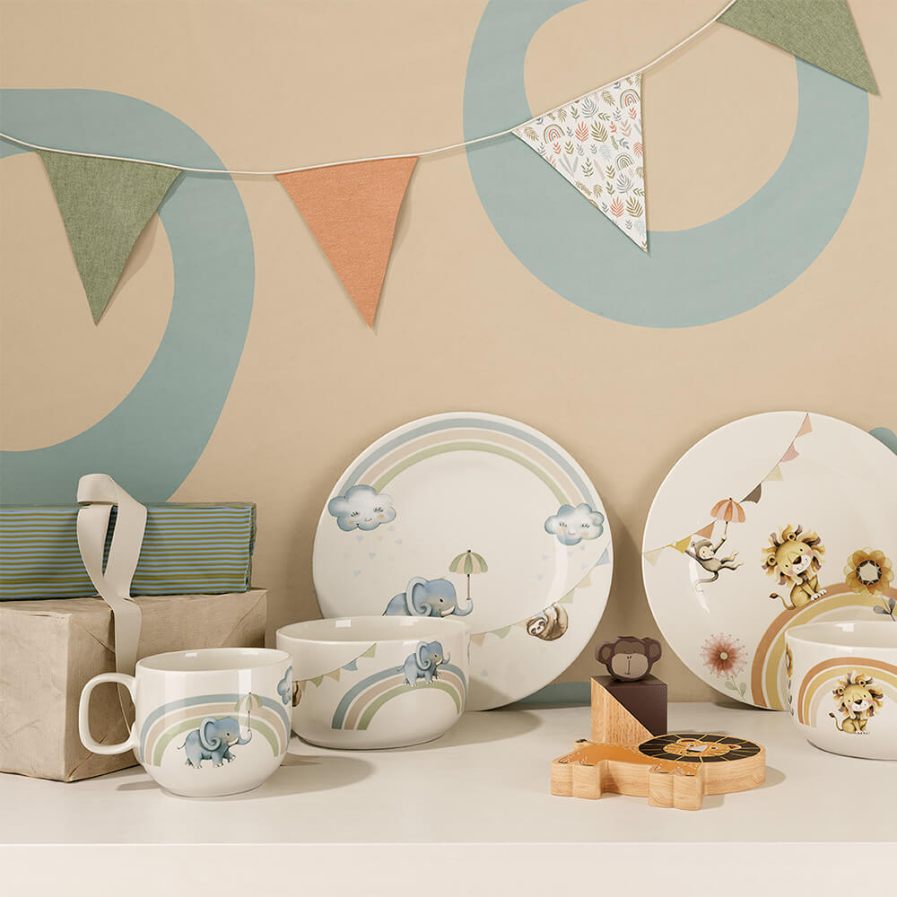 Villeroy & Boch Kindergeschirr Boho Kids Walk like an Elephant 3-teilig. Hauptbild.