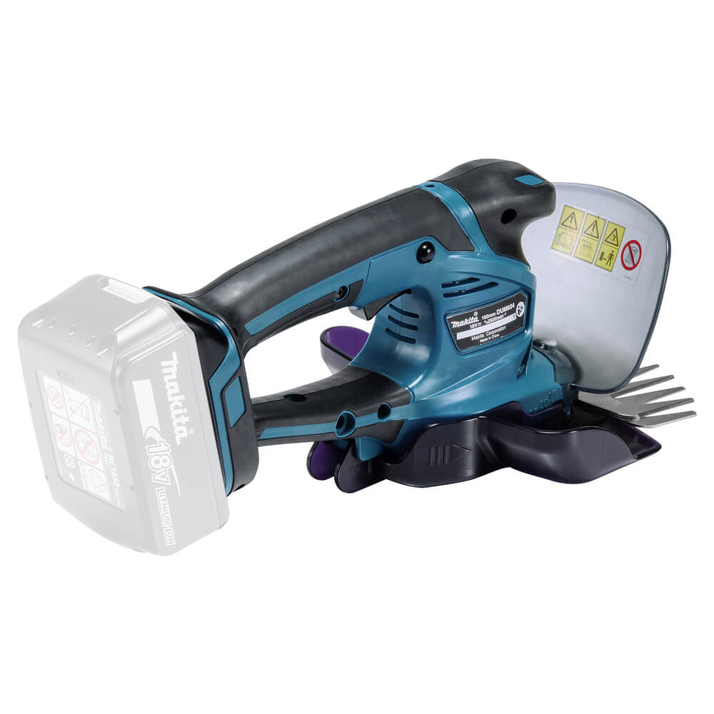 Makita Akku-Grasschere 18V DUM604ZX. Seitenansicht.