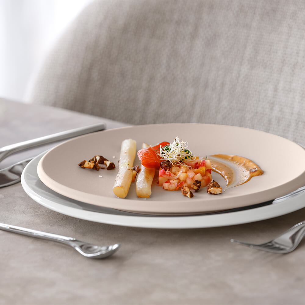 Villeroy und Boch Frühstücksteller NewMoon beige. Stimmungsbild.