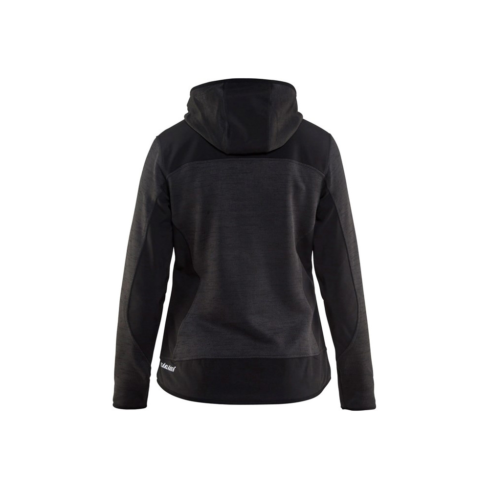 Blakläder 4931 2117 Damen Strickjacke mit Softshell-Verstärkungen und Kapuze Dunkelgrau Schwarz