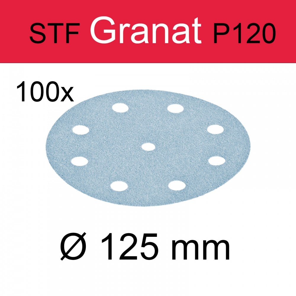 Festool 100x Schleifscheibe STF D125/8 P120 GR/100 Granat