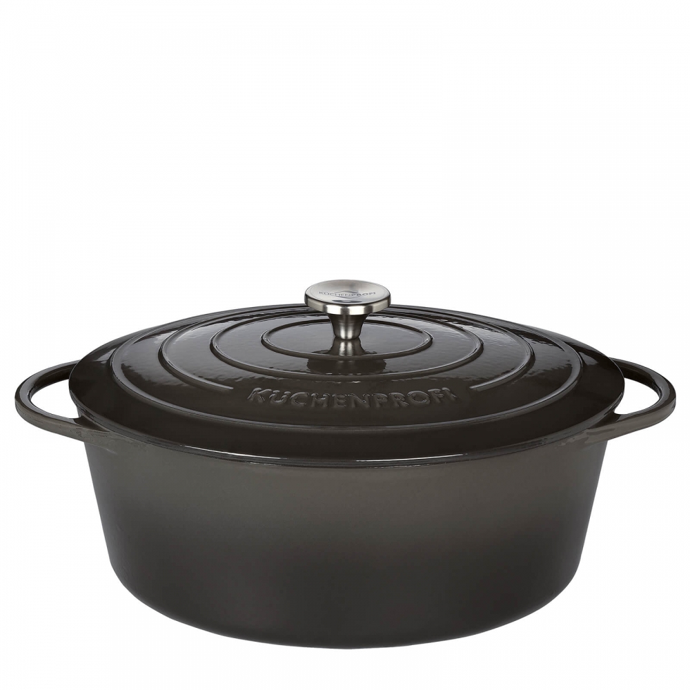 Küchenprofi Bratentopf Gusseisen Emaille oval | Pearl Grey