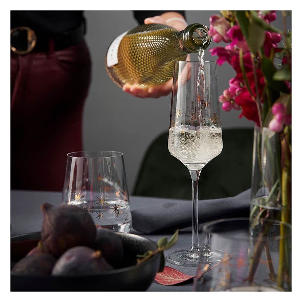 Ritzenhoff Champagnerglas 2er Set Celebration Sterne Gold. Stimmungsbild.