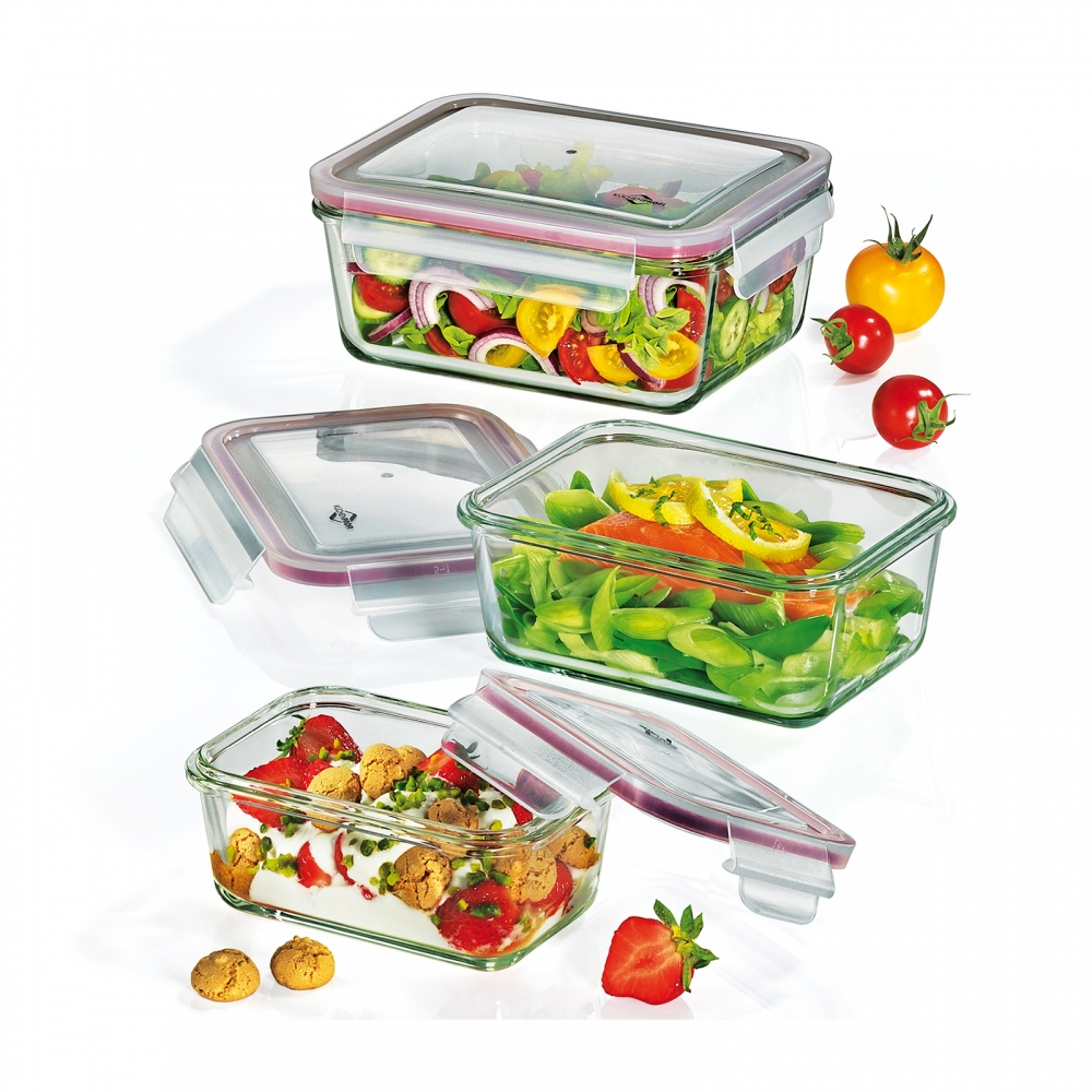 Küchenprofi 3-teiliges Lunchbox Vorratsdosen-Set Glas rechteckig 1001753503